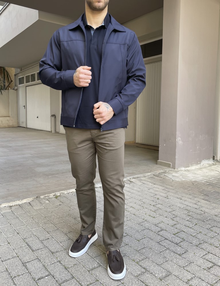 Ανδρικό μπλε ελαφρύ Jacket με γιακά D1920B φωτογραφία